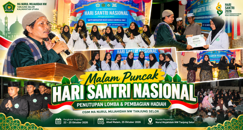 Malam Puncak Hari Santri 2026, OSIM MA Nurul Mujahidah NW Tanjung Selor Gelar Penutupan Lomba dan Pembagian Hadiah